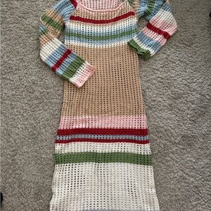 Multicolor Striped Crochet Dress